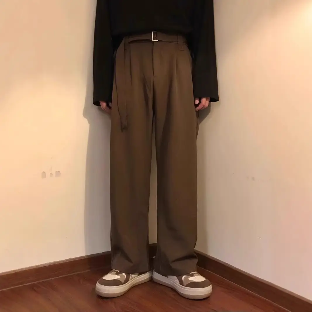Western Brown Loose Fit Belted Pants for Men - Image 2