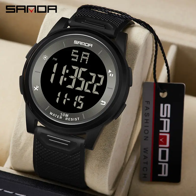 Sanda Digital Watch Black Waterproof 15:60 Time