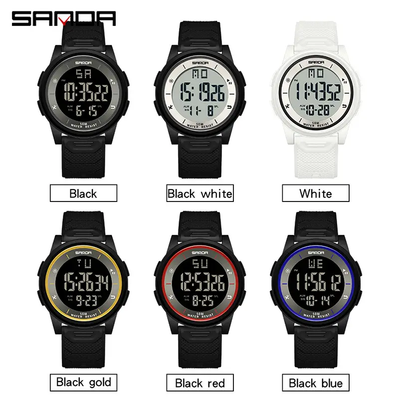Sanda Digital Watch Black Waterproof 15:60 Time