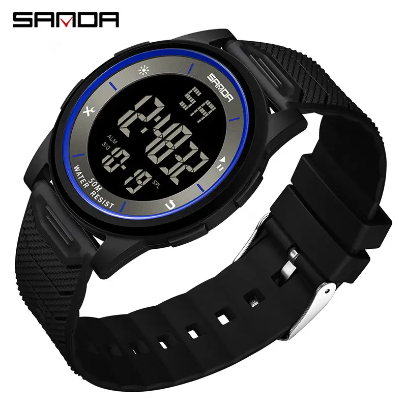 Sanda Digital Watch Black Waterproof 15:60 Time