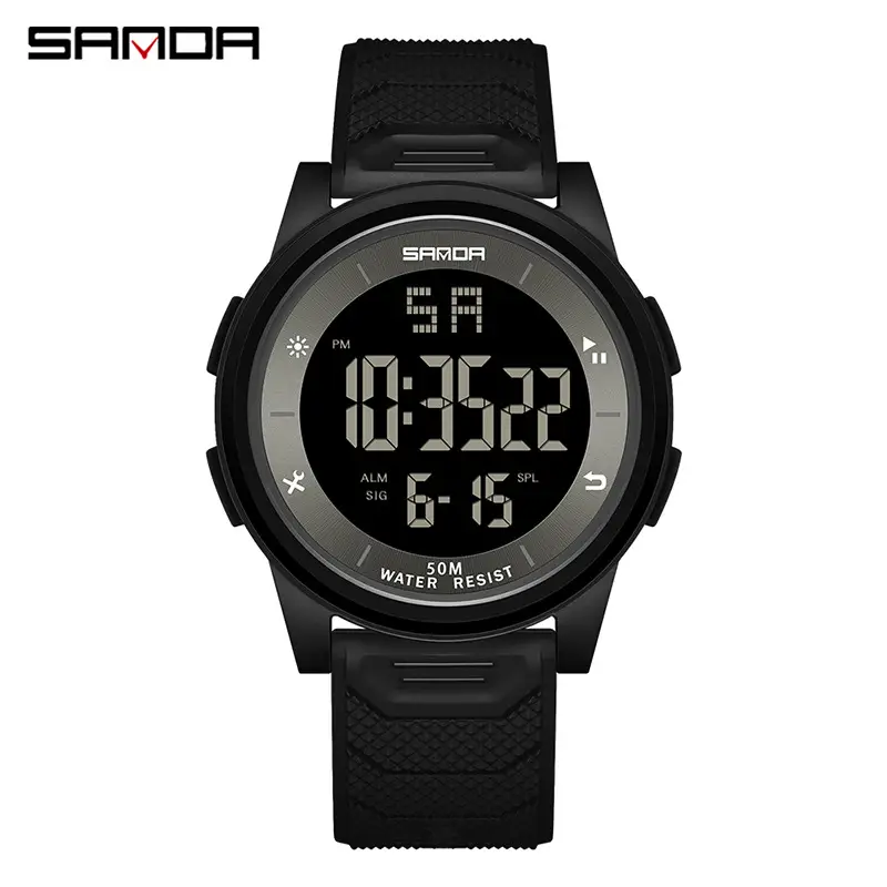 Sanda Digital Watch Black Waterproof 15:60 Time