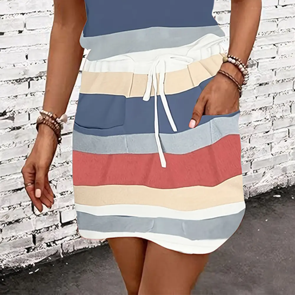 2025 Women's Striped V-Neck V-Shorts Set — feature 15