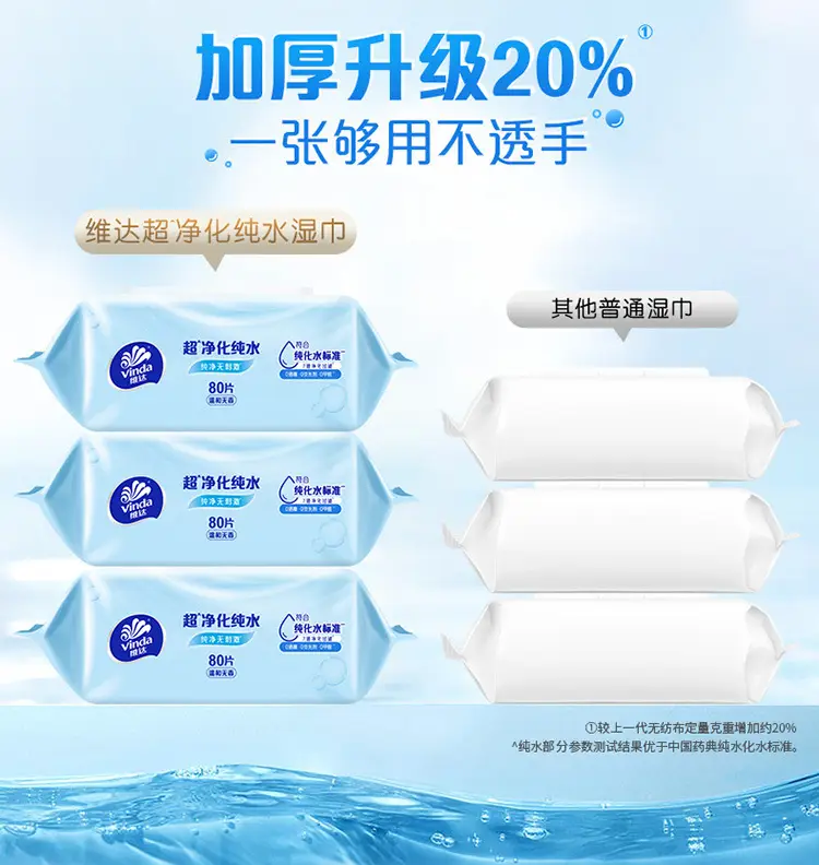 Vida Wet Tissue Adult's Realable Wear Cleansing Pure Water Shoes Wipe Wipe Large Packaging Household Baby Hand Mouth Wipe Paper β feature 5
