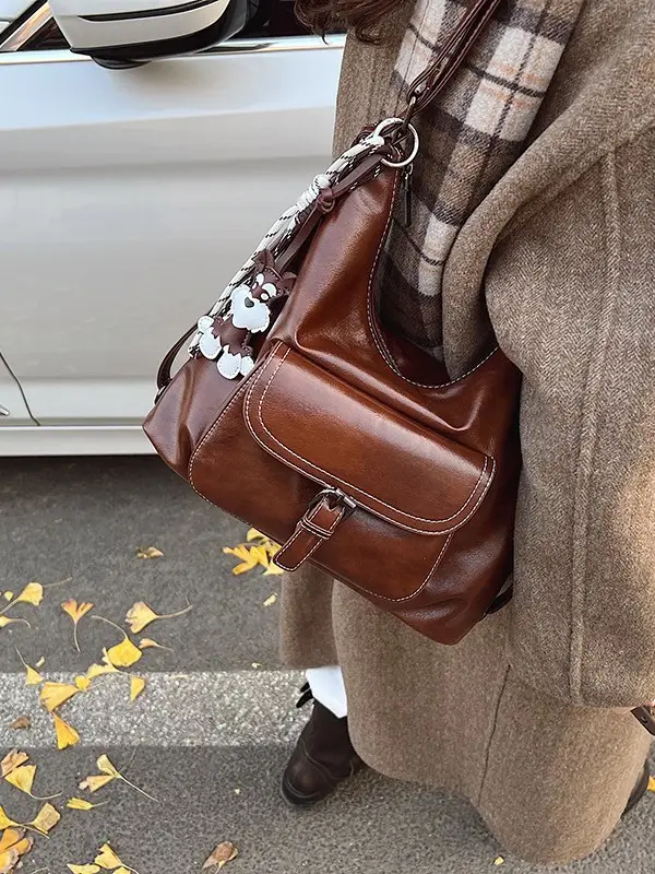 Retro Brown Shoulder Tote Bag for Women 2025 New Arrival