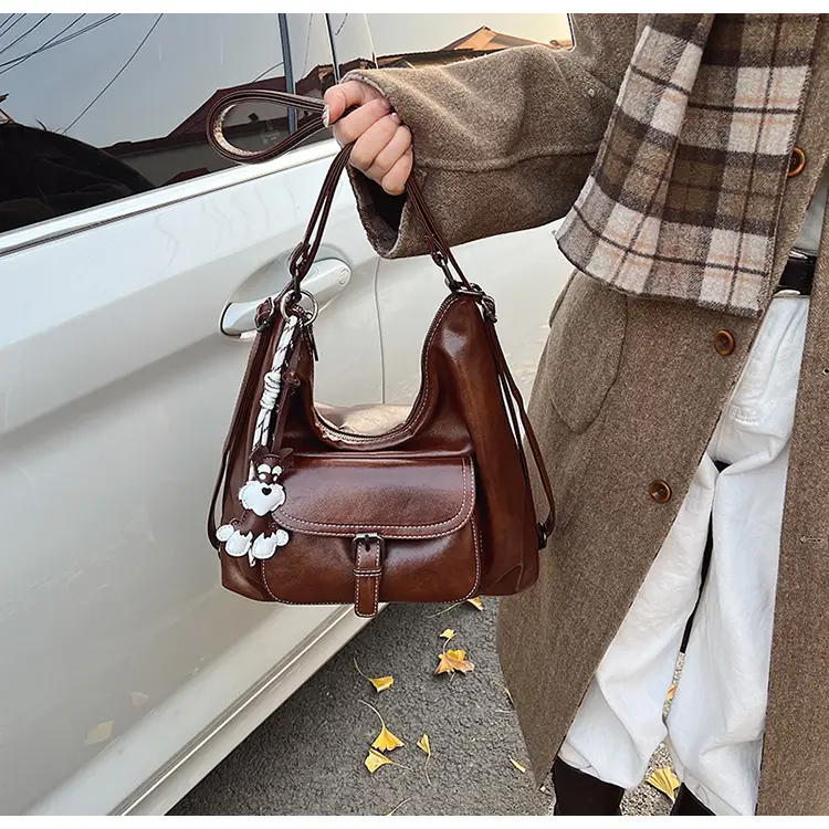 Retro Brown Shoulder Tote Bag for Women 2025 New Arrival — feature 11