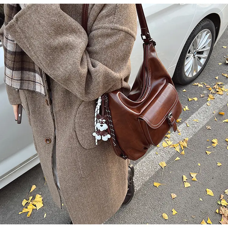 Retro Brown Shoulder Tote Bag for Women 2025 New Arrival — feature 12