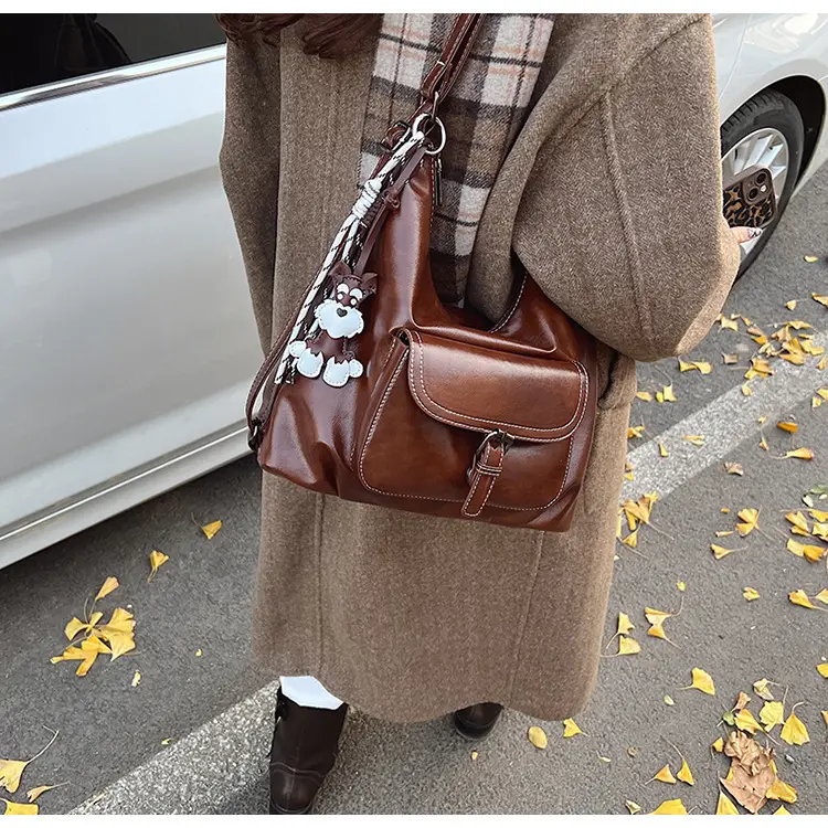 Retro Brown Shoulder Tote Bag for Women 2025 New Arrival — feature 13