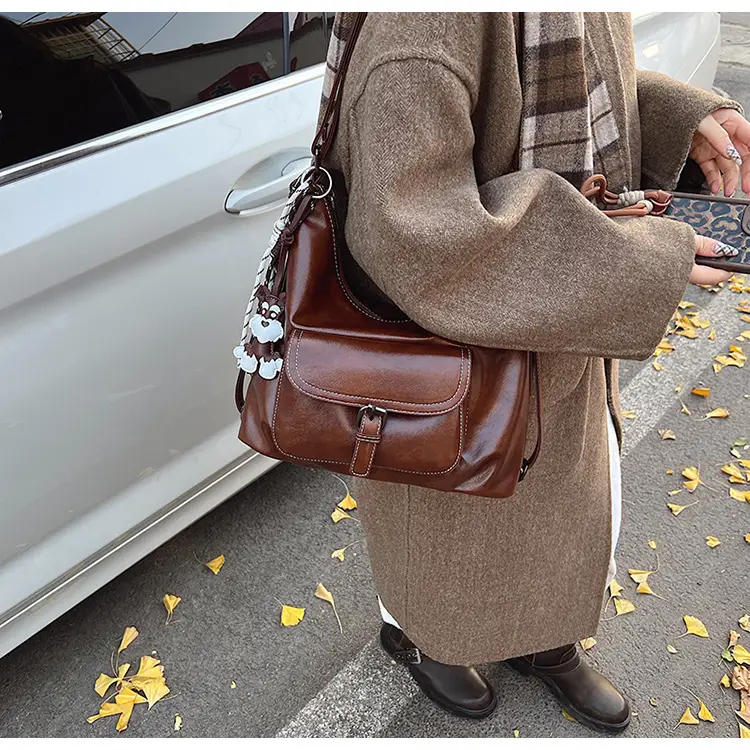 Retro Brown Shoulder Tote Bag for Women 2025 New Arrival — feature 14