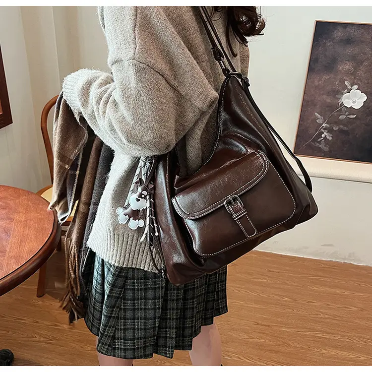Retro Brown Shoulder Tote Bag for Women 2025 New Arrival — feature 18