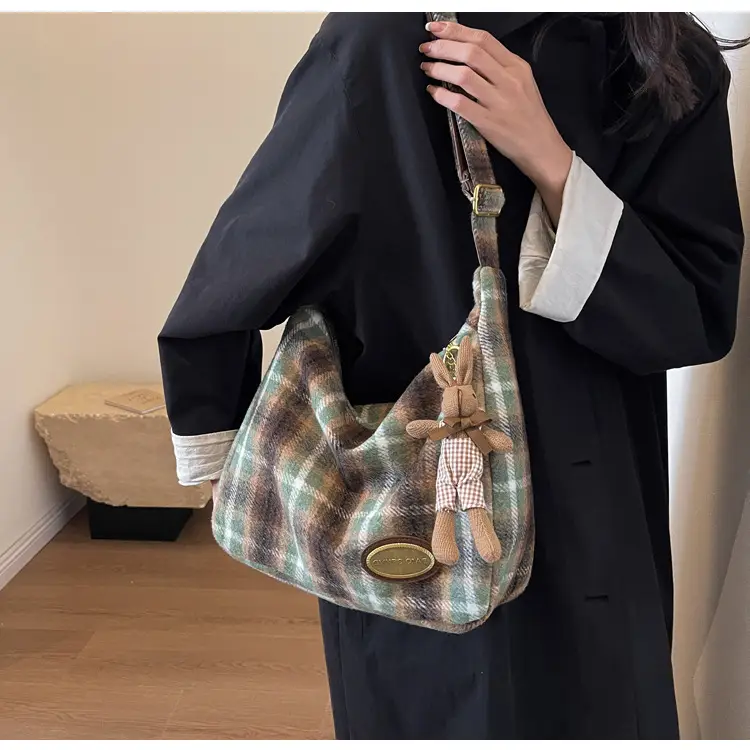 Retro Plaid Woolen Crossbody Bag for Women — feature 22