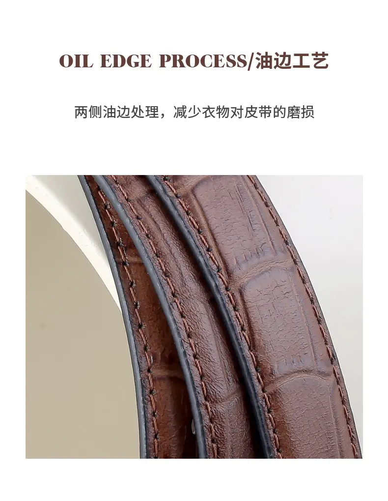 Women Croc Leather Belt with Pearl & Diamond Buckle Brown — feature 8