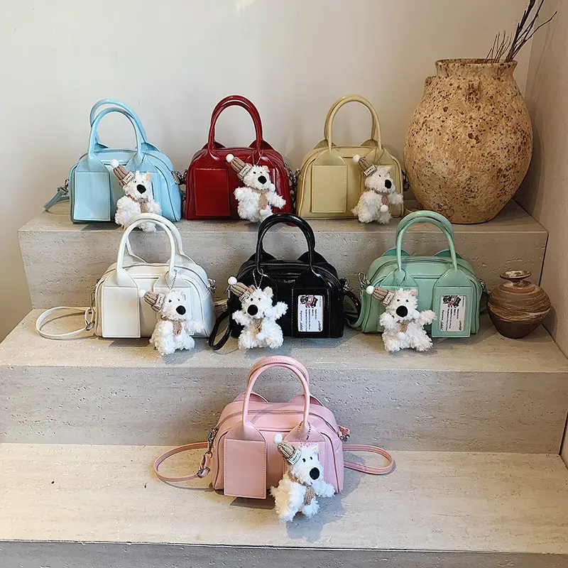 Pink Korean Style Women's 2025 Handbag with Teddy Bear - Image 11