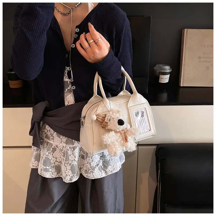 Pink Korean Style Women's 2025 Handbag with Teddy Bear — feature 25
