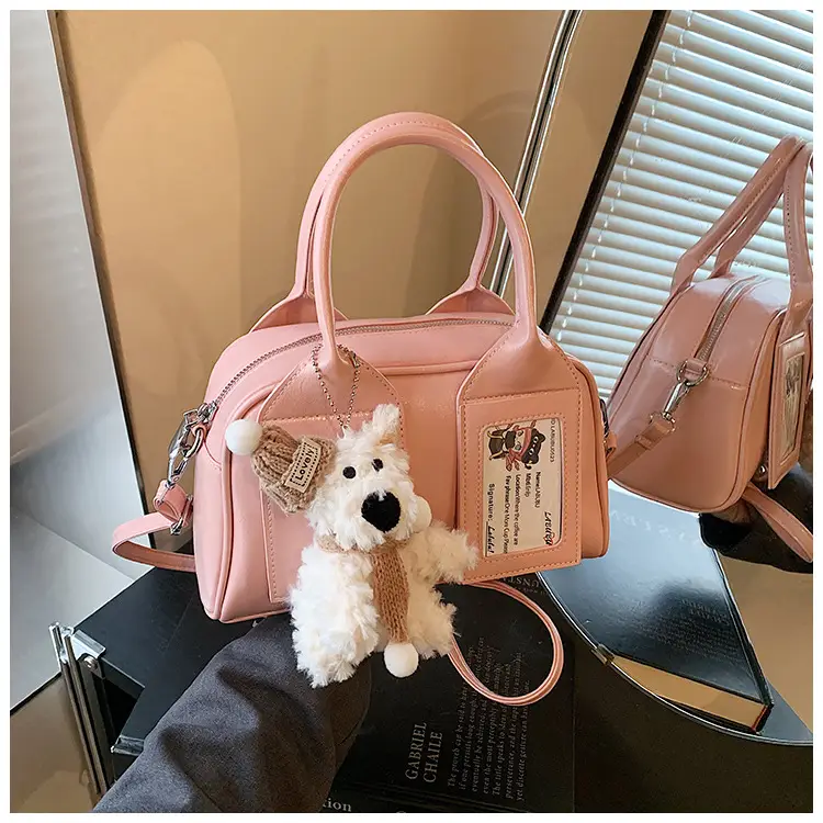 Pink Korean Style Women's 2025 Handbag with Teddy Bear — feature 31