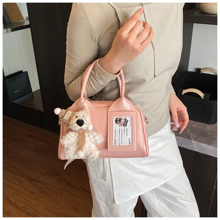 Pink Korean Style Women's 2025 Handbag with Teddy Bear — feature 7