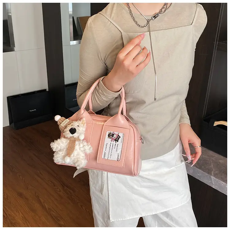 Pink Korean Style Women's 2025 Handbag with Teddy Bear — feature 8