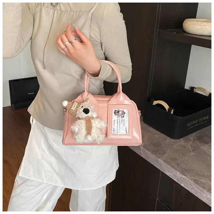 Pink Korean Style Women's 2025 Handbag with Teddy Bear — feature 9