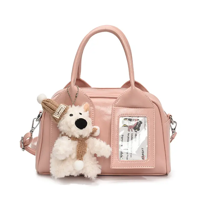 Pink Korean Style Women's 2025 Handbag with Teddy Bear - Image 7