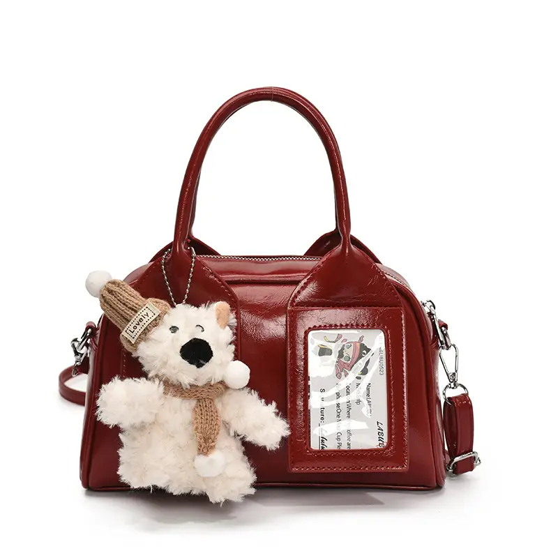 Pink Korean Style Women's 2025 Handbag with Teddy Bear - Image 2