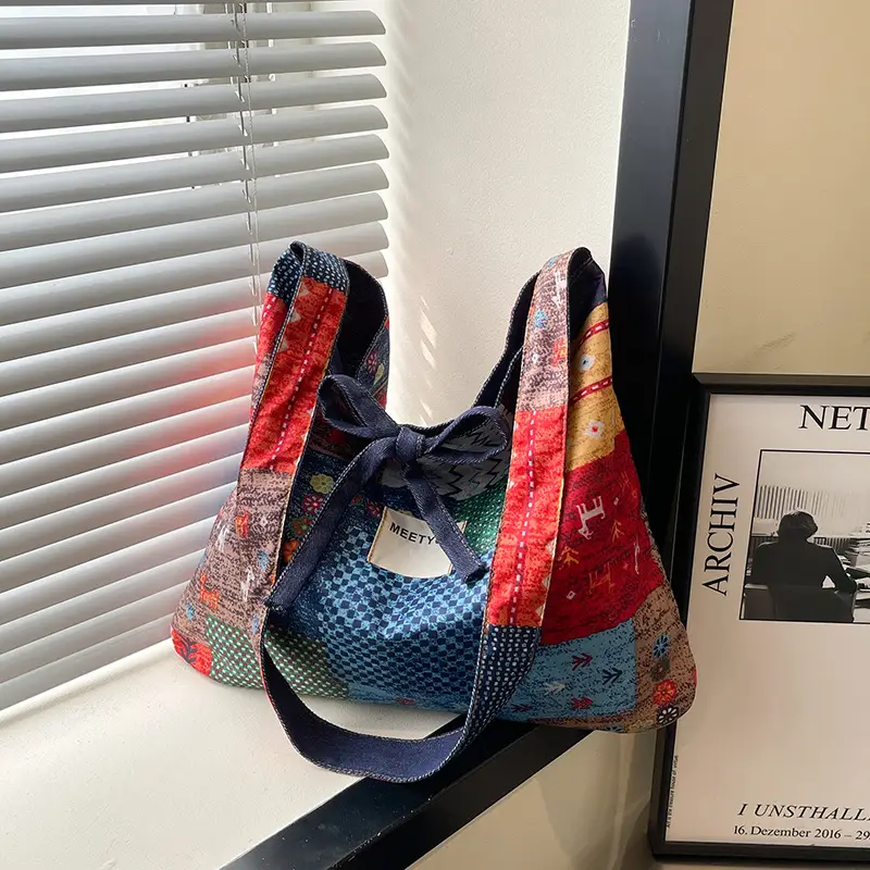 2025 Ethnic Patchwork Denim Shoulder Bag - Image 2