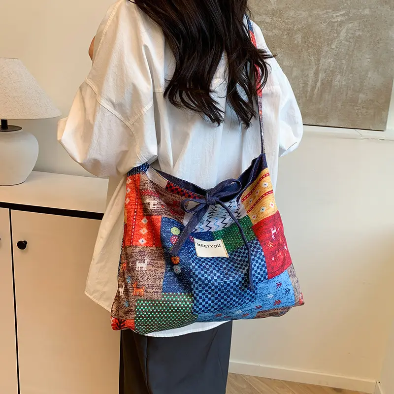 2025 Ethnic Patchwork Denim Shoulder Bag - Image 3