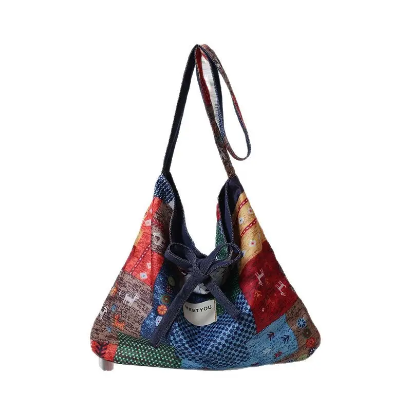 2025 Ethnic Patchwork Denim Shoulder Bag - Image 6