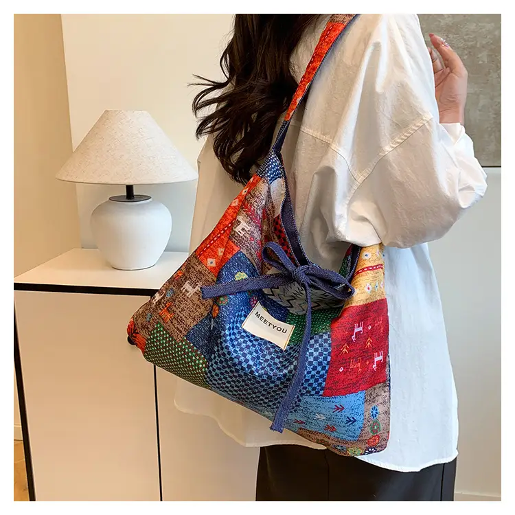 2025 Ethnic Patchwork Denim Shoulder Bag — feature 14