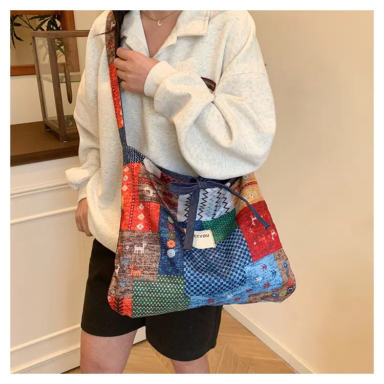 2025 Ethnic Patchwork Denim Shoulder Bag — feature 15
