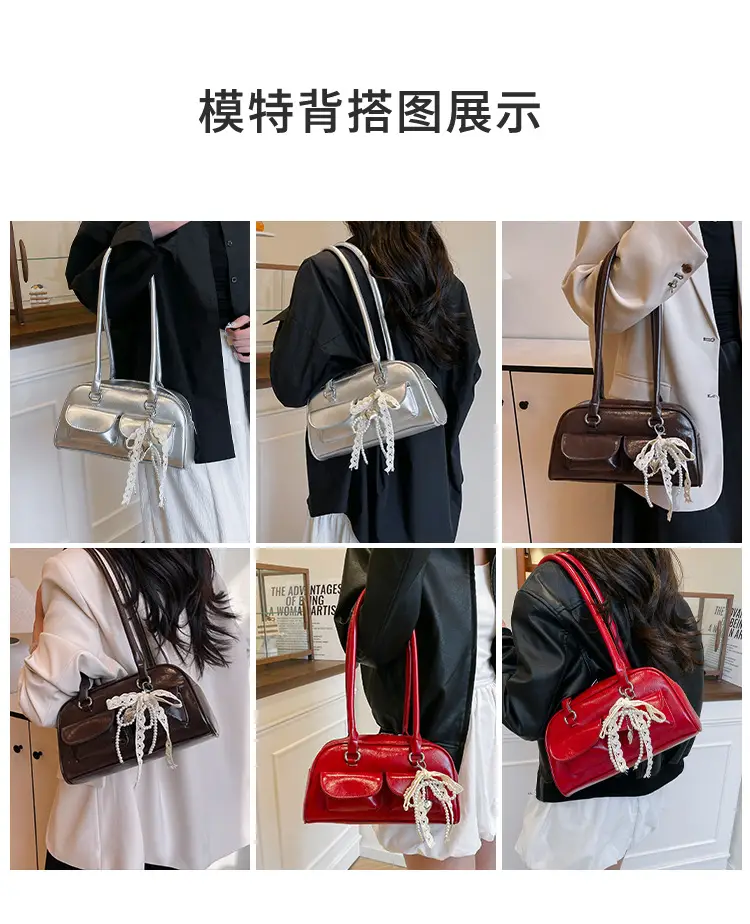 Black Leather Shoulder Bag with Chain Detail — feature 7