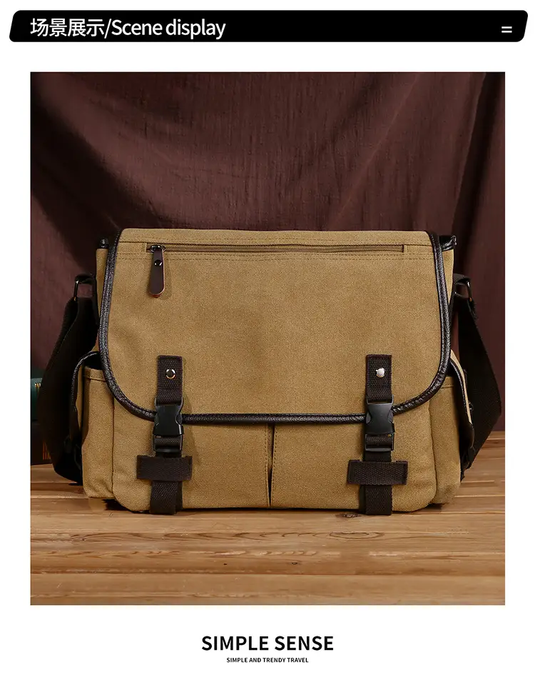 Men's Canvas Crossbody Bag Large Multi-Compartment Business Commuter — feature 12