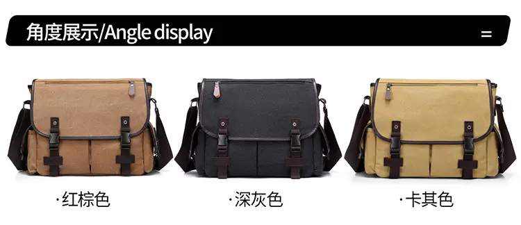 Men's Canvas Crossbody Bag Large Multi-Compartment Business Commuter — feature 19
