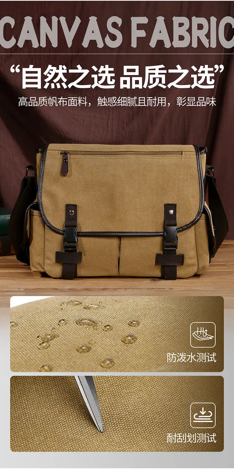 Men's Canvas Crossbody Bag Large Multi-Compartment Business Commuter — feature 6