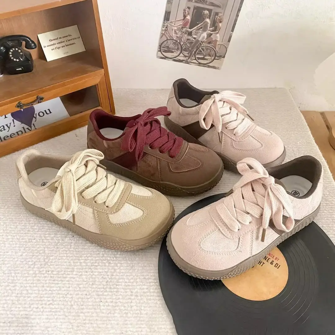 All-match German training shoes women's shoes 2025 spring new thick-soled sports board shoes Maillard casual retro brown shoes