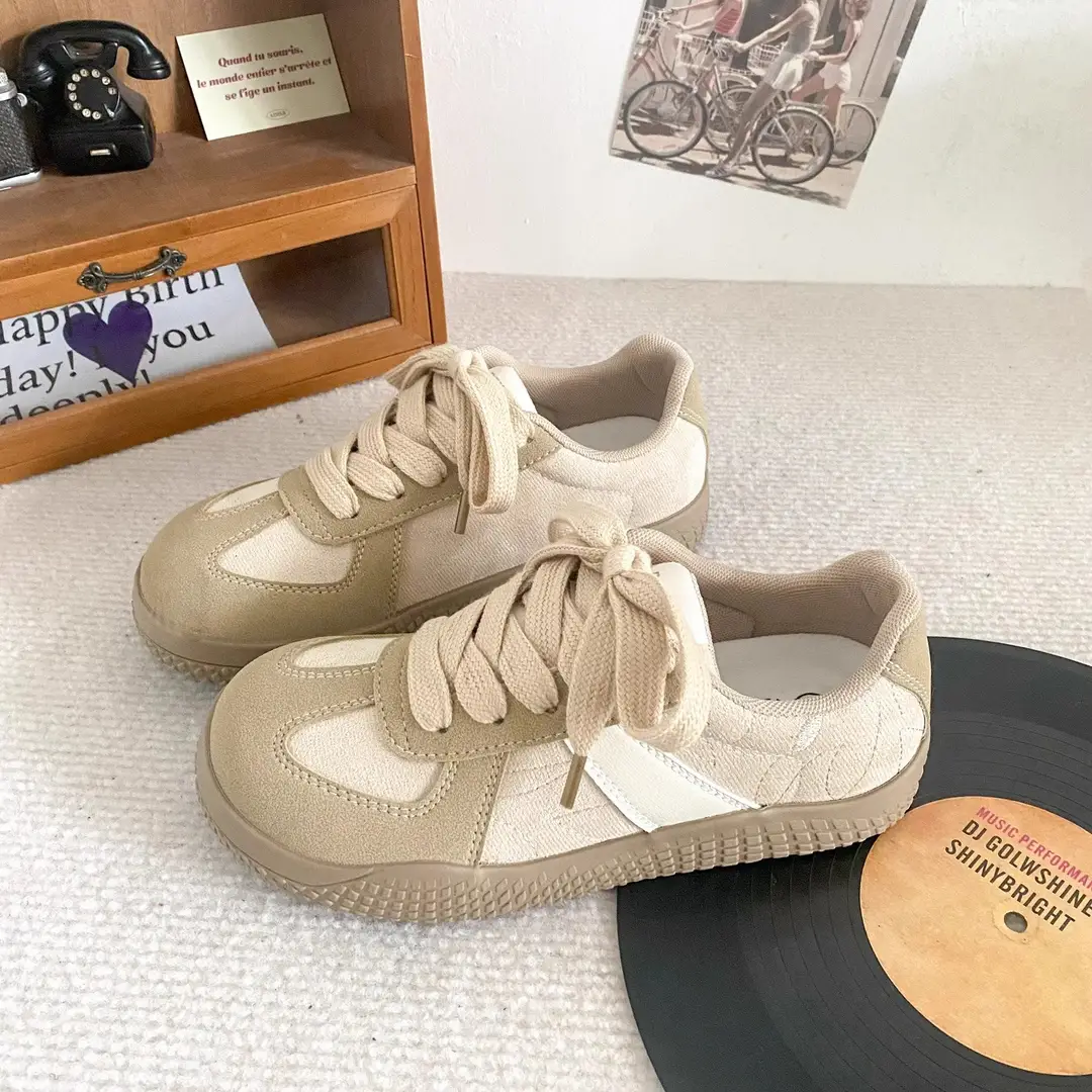 All-match German training shoes women's shoes 2025 spring new thick-soled sports board shoes Maillard casual retro brown shoes