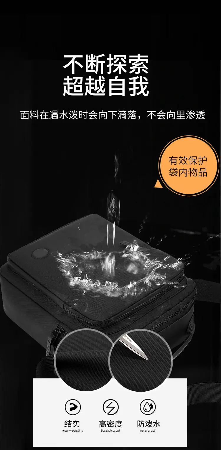 Waterproof PU Crossbody Bag for Men Casual Travel — feature 9