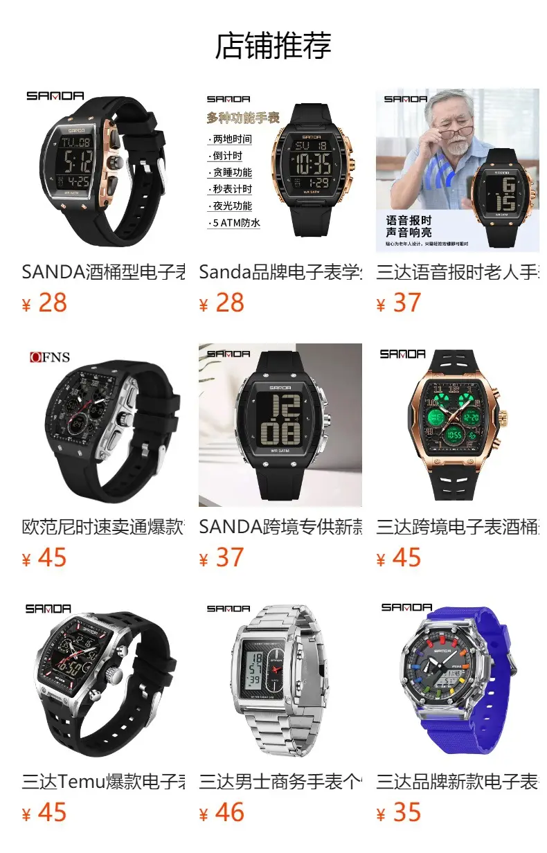 SANDA Waterproof Chronograph Men's Watch Blue Silicone — feature 1