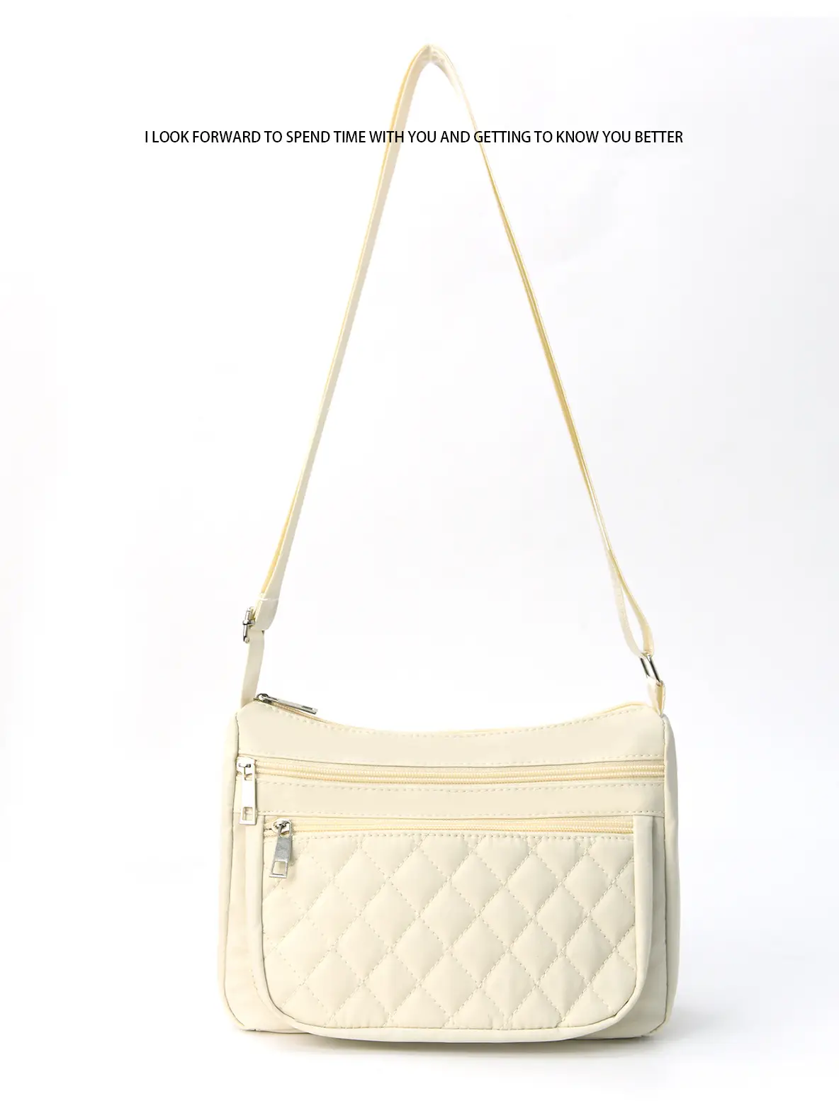 Women's Cream Quilted Crossbody Bag with Adjustable Strap — feature 4
