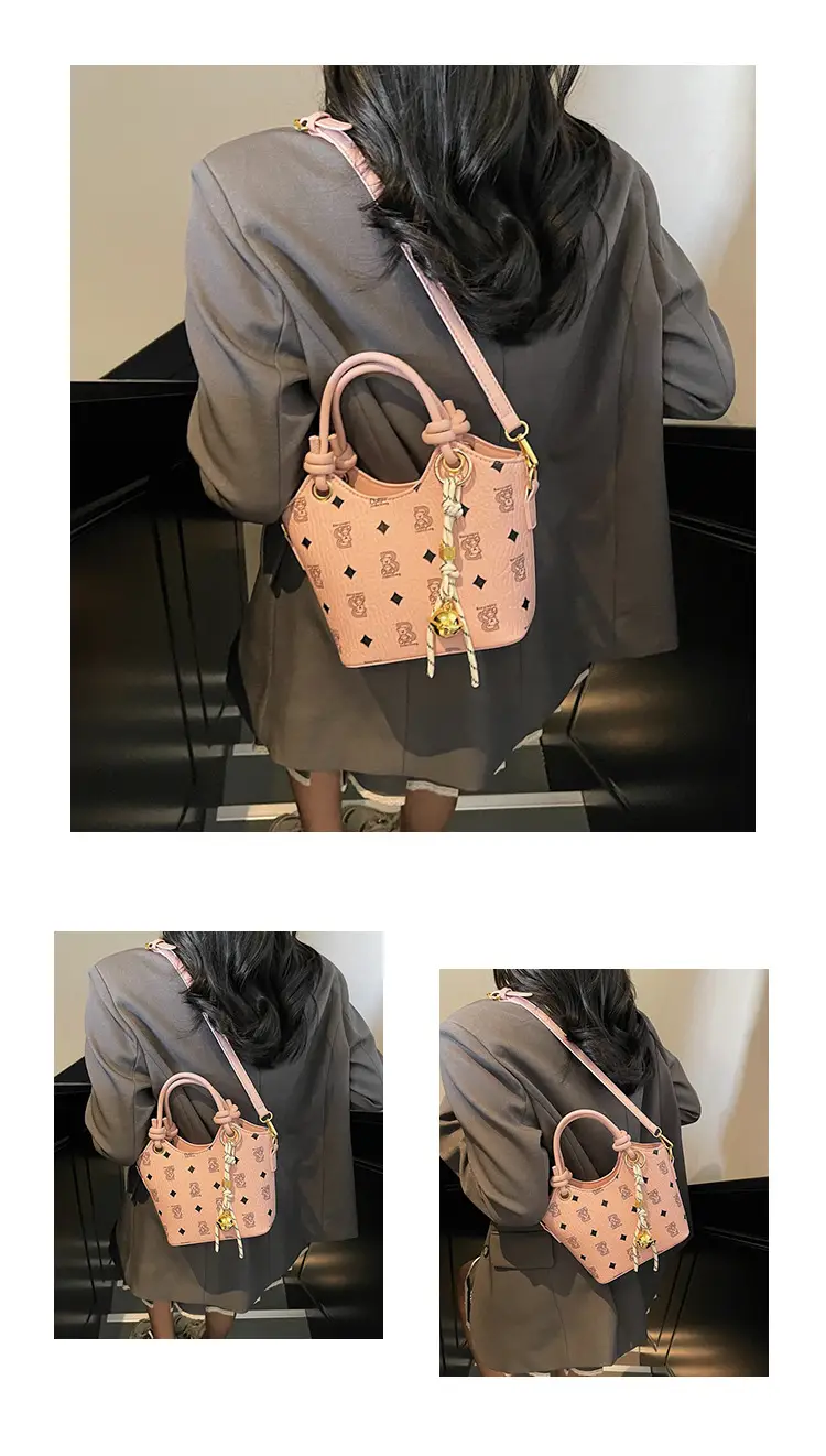 Pink Printed Hand Bag Women's 2025 New Fashionable Textile All-match Shoulder Bag Super Popular Crossbody Bag — feature 15