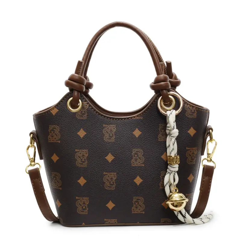 Pink Printed Hand Bag Women's 2025 New Fashionable Textile All-match Shoulder Bag Super Popular Crossbody Bag - Image 3