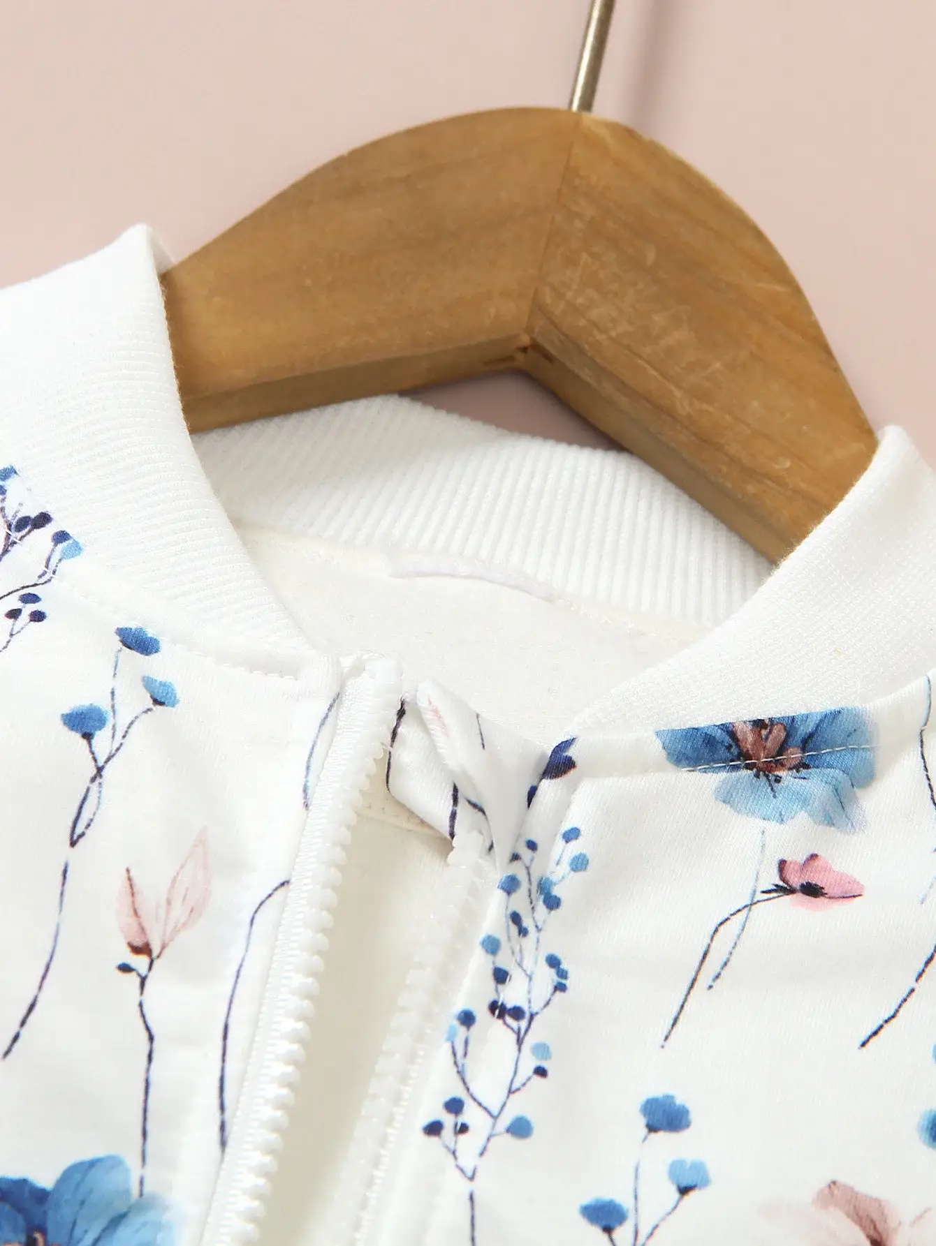 Girls Floral Baseball Jacket White Sweet European Style — feature 3