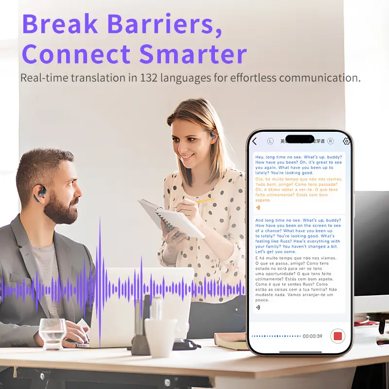 AI Translation Headset White Wireless Bluetooth 5.3 - Image 19
