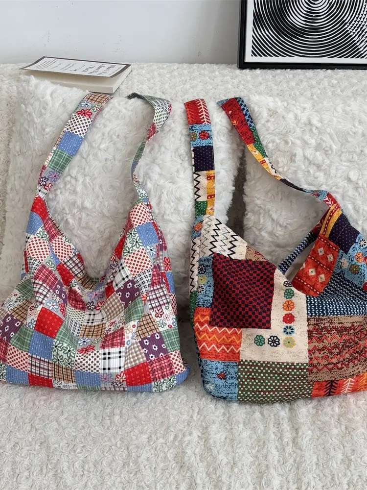Retro Ethnic Color Collage Shoulder Crossbody Bag for Women - Image 3