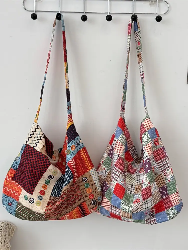 Retro Ethnic Color Collage Shoulder Crossbody Bag for Women - Image 4