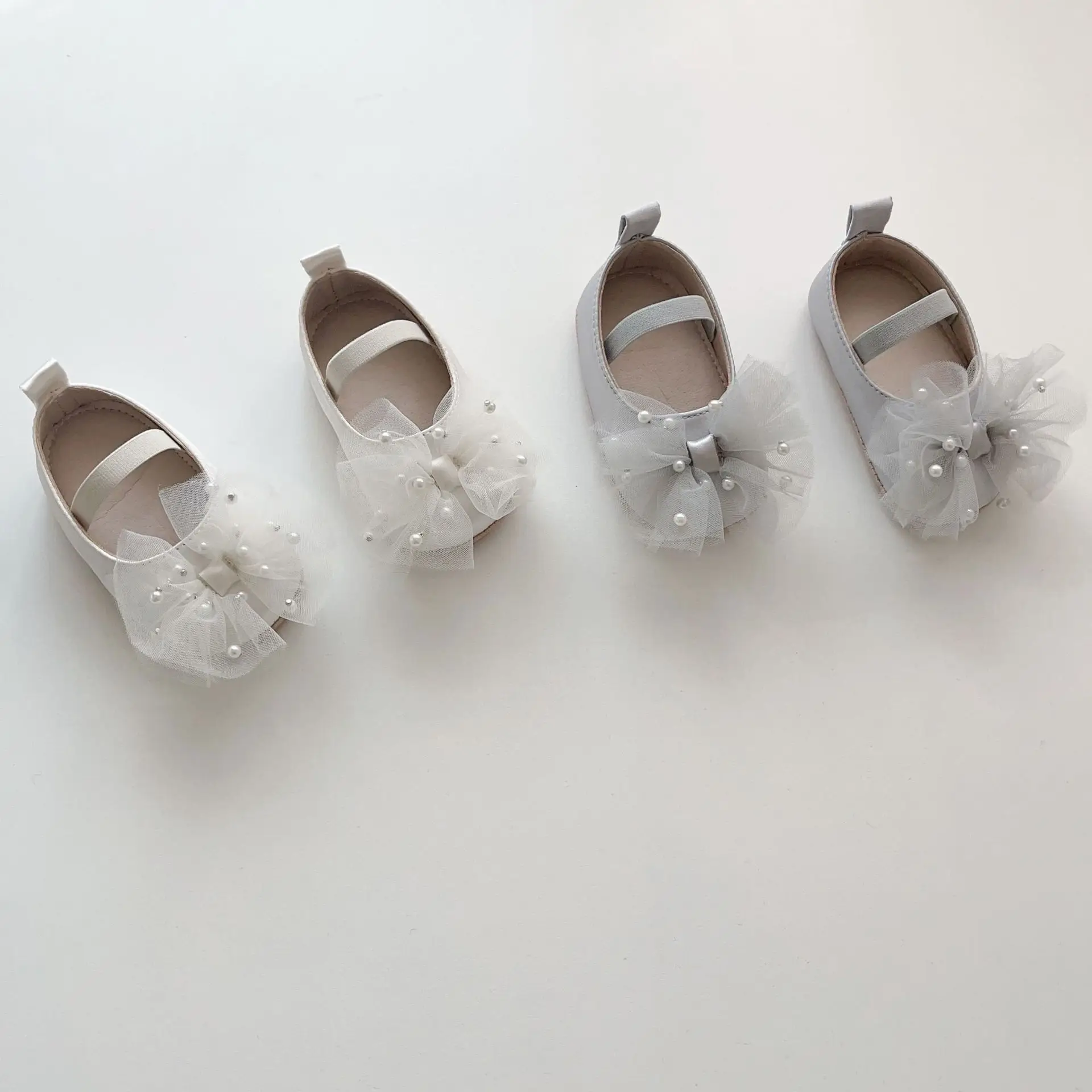 Baby Pearl Bow Slippers for Girls 0-2 Years