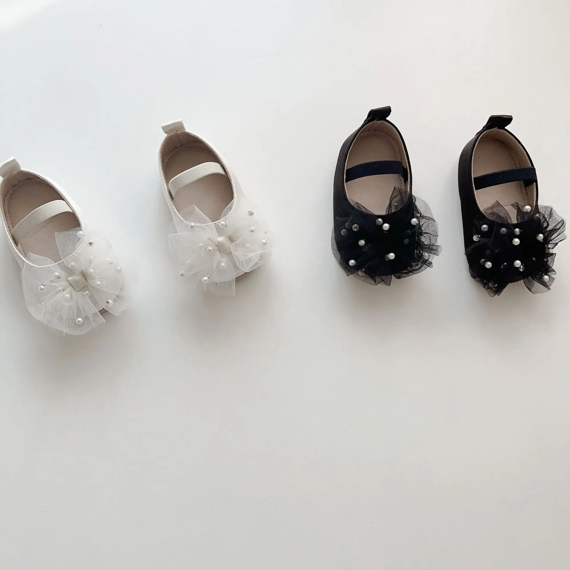 Baby Pearl Bow Slippers for Girls 0-2 Years