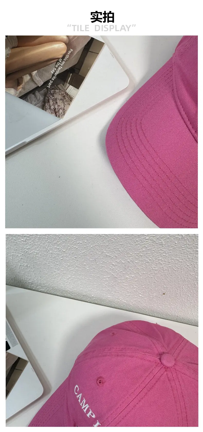 Camp Lounge Baseball Caps Women Pink Black White — feature 4
