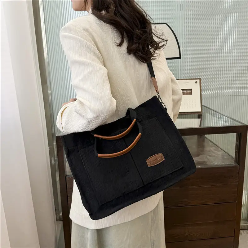 White Velvet Textured Shoulder Bag for College Students - Image 8