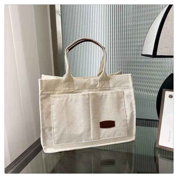 White Velvet Textured Shoulder Bag for College Students — feature 20