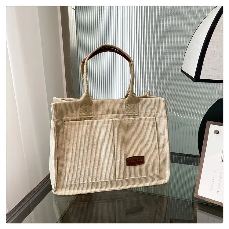 White Velvet Textured Shoulder Bag for College Students — feature 22
