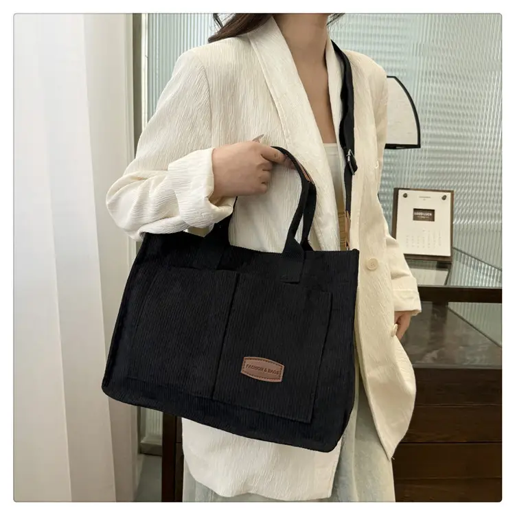 White Velvet Textured Shoulder Bag for College Students — feature 36